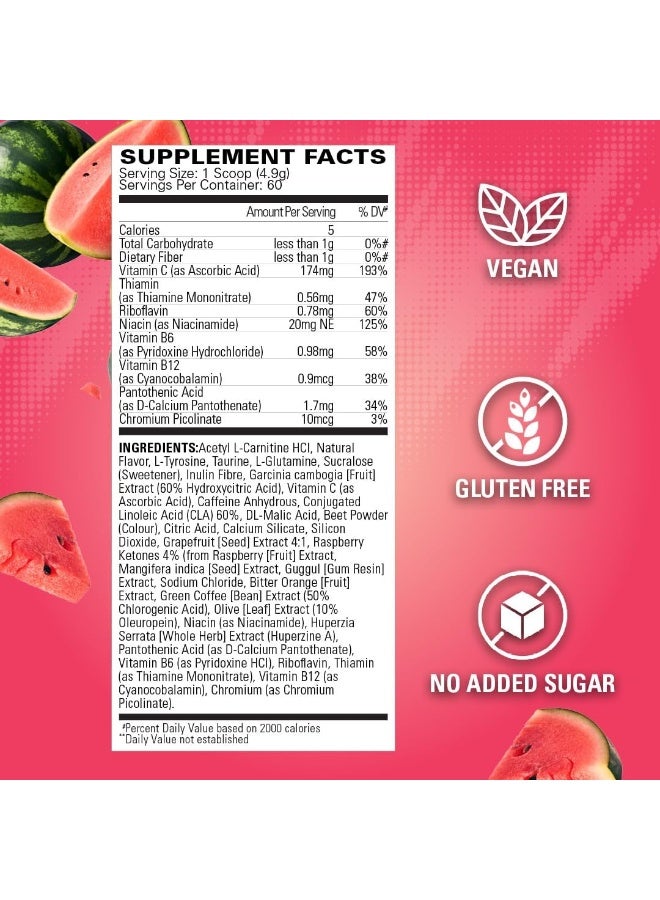 EHP Labs Oxyshred Thermogenic Fat Burner - Weight Loss Supplement, Energy Booster, Pre-Workout, Metabolism Booster, Water Cut 60 Servings (Juicy Watermelon) - Image 2