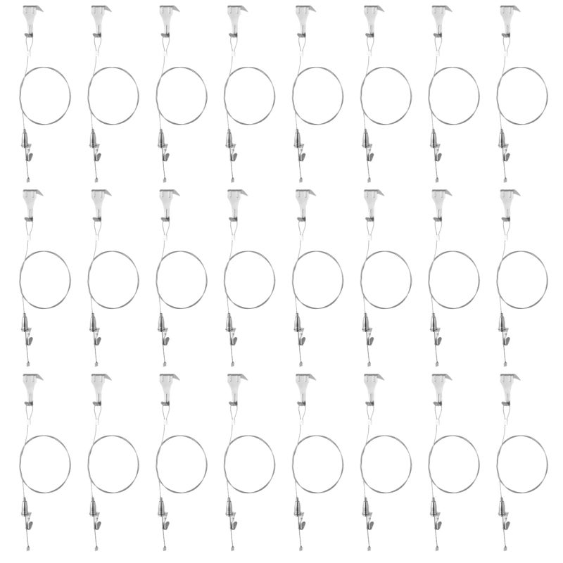 yeesport Picture Rail Hanging System with Hook 66 lb 30 kg Max Load Adjustable Wire Hooks Kit 66 ft 2 m Length Cable with Loop Picture Hanging Kit 24 Pack Silver - Image 2