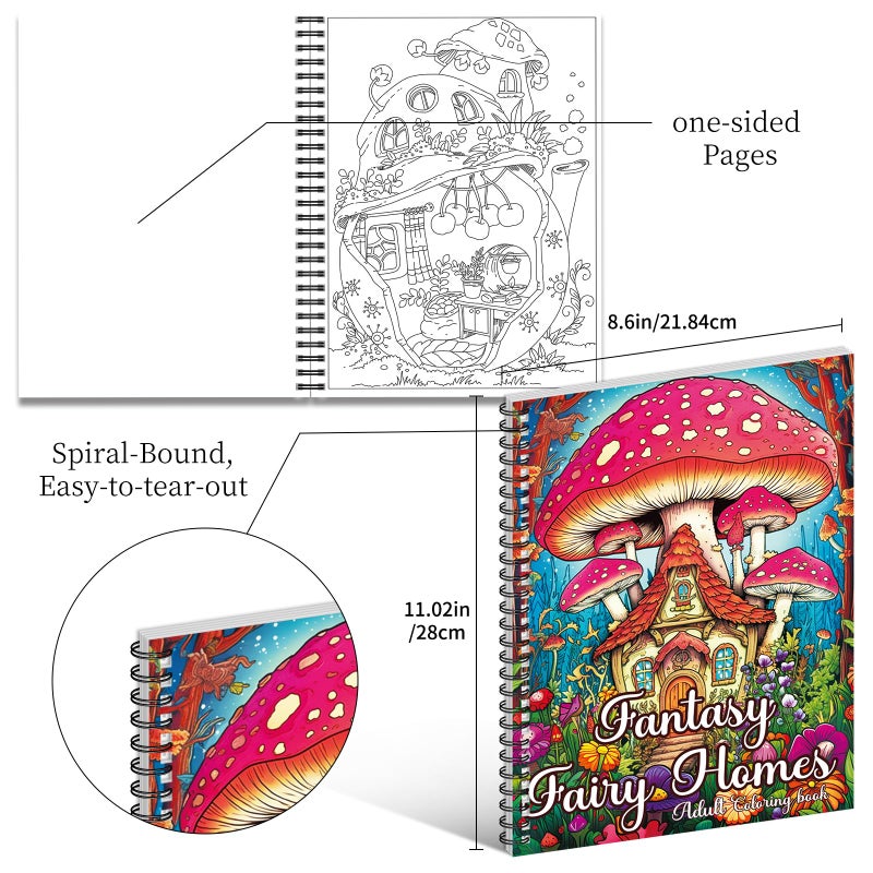 Kalysky Adult Coloring Book Set:3 Coloring Books for Flower World,Whimsical Universe,Fantasy Fairy Homes.Coloring Books for Adults to Relax and Relieve Anxiety - Image 3