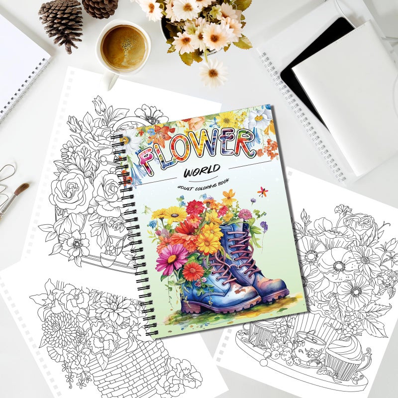 Kalysky Adult Coloring Book Set:3 Coloring Books for Flower World,Whimsical Universe,Fantasy Fairy Homes.Coloring Books for Adults to Relax and Relieve Anxiety - Image 2