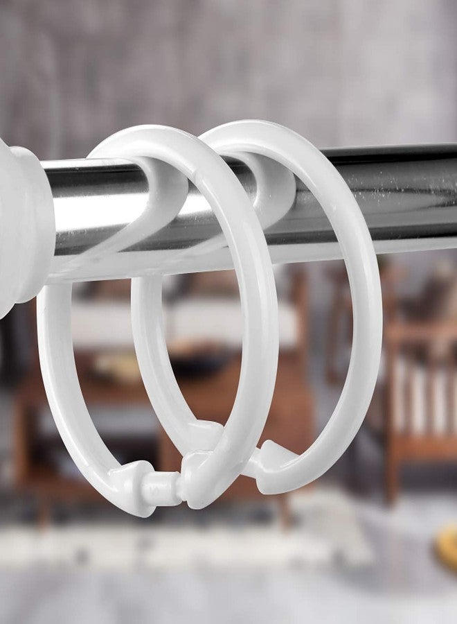 Qulable Shower Curtain Rings-12 Pack- Plastic Shower Curtain Hooks O-Shaped Rings Hook Glide Easily on Bathroom Shower Rod(White) - Image 4
