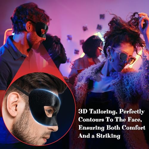 Exlinonline Black Masquerade Mask For Men, Elastic Tie, Perfect For Halloween, Masquerade Mask Party,Costume - Image 4