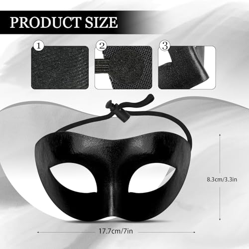 Exlinonline Black Masquerade Mask For Men, Elastic Tie, Perfect For Halloween, Masquerade Mask Party,Costume - Image 3