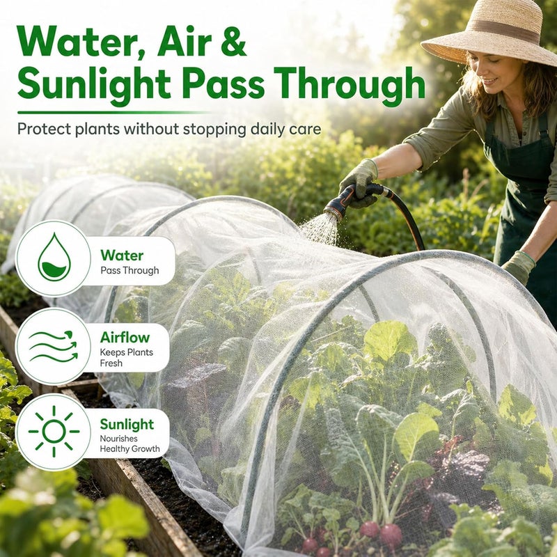 Rainflow Garden Netting Pest Barrier - 10x5 FT Insect Netting for Garden Netting for Garden Protection Garden Mesh Netting Plant Netting Row Covers Garden Bed Cover Plant Cover - Image 3