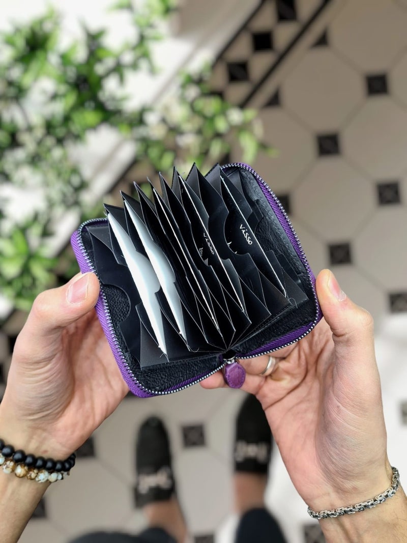 VISSO 661 Zippered Credit Card Holder Model Genuine Leather Bag Personalized Card Holder Wallet For Men & Women  - Image 3