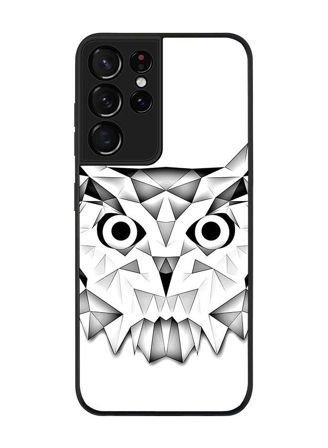 Stylizedd Rugged Black edge case for Samsung Galaxy S21 Ultra 5G Slim fit Soft Case Flexible Rubber Edges Anti Drop TPU Gel Thin Cover - Poly Owl - Image 1