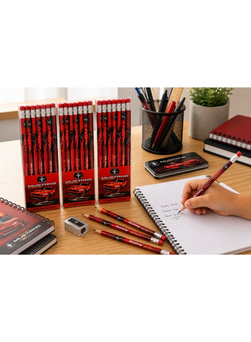 طقم أقلام رصاص تصميم سيارات سباق حمراء - 36 قلم HB (3 عبوات × 12 قلم) - Image 3