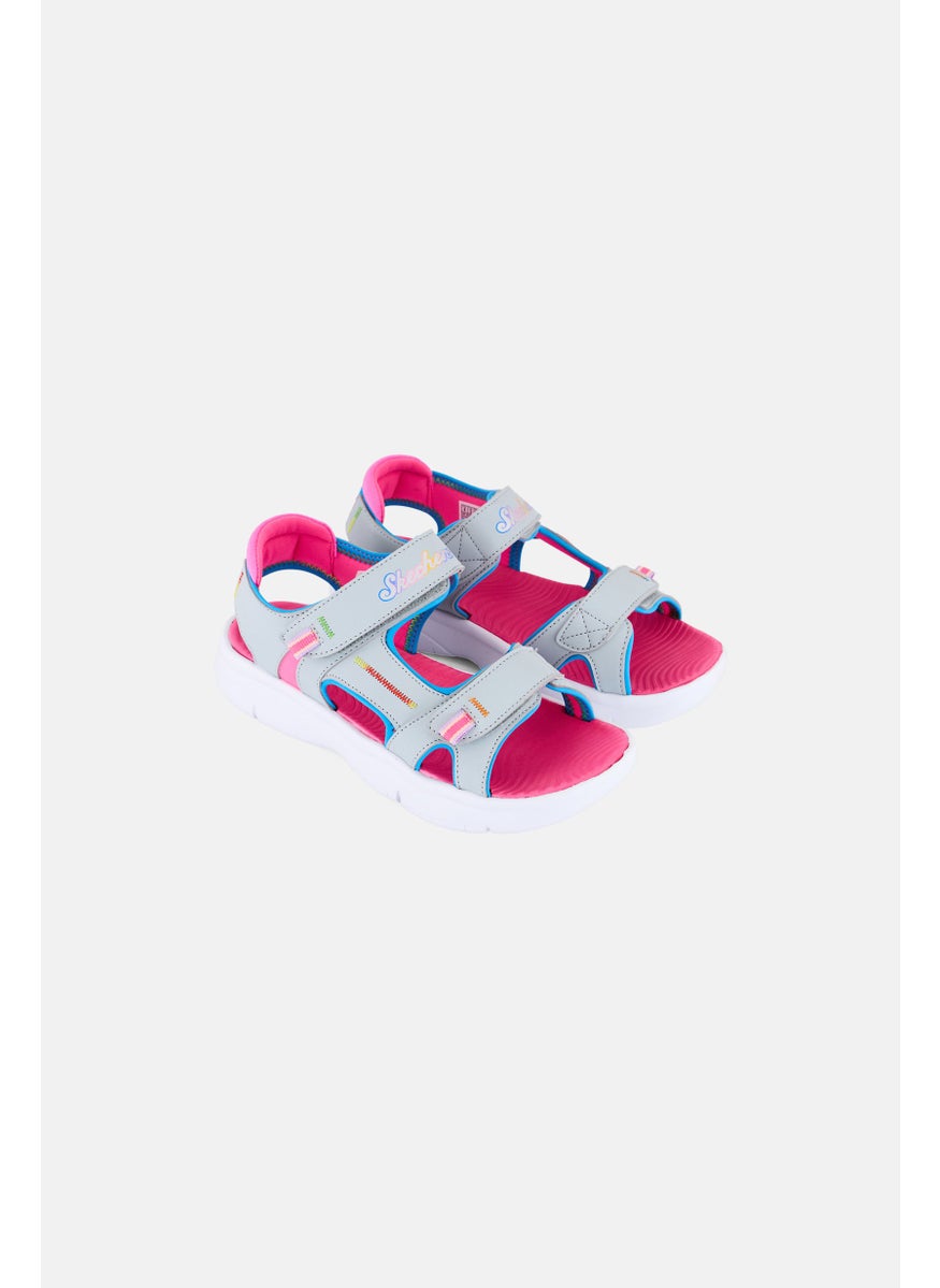 SKECHERS Kids Girl Flex Splash Vibrant Mood Velcro Closure Sandals, Multicolor  - Image 1