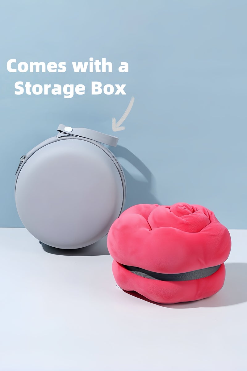 إسكدنيا وسادة رقبة صفراء لطيفة من الفوم المرن – قابلة للطي ومريحة بغطاء قابل للغسل وصندوق تخزين للسفر بسهولة - Image 3