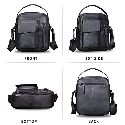 IVTG Genuine Leather Messenger Bag for Men Crossbody Shoulder Bag Satchel Casual Sling Daypack Work Business Daypack Purse (Black) - Image 4