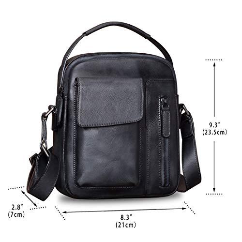 IVTG Genuine Leather Messenger Bag for Men Crossbody Shoulder Bag Satchel Casual Sling Daypack Work Business Daypack Purse (Black) - Image 5