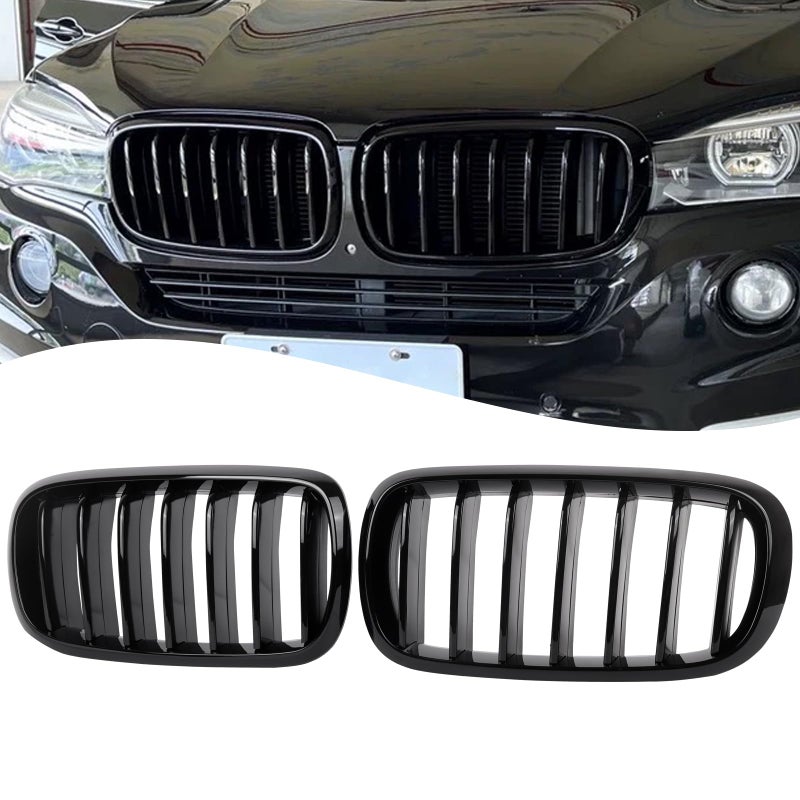 DEKEWEI F15 Grille Front Kidney Grill for 20142018 X5 Series F15 20152019 X6 Series F16 X5M F85 X6M F86 Single Slat Gloss Black Grills 2pcs