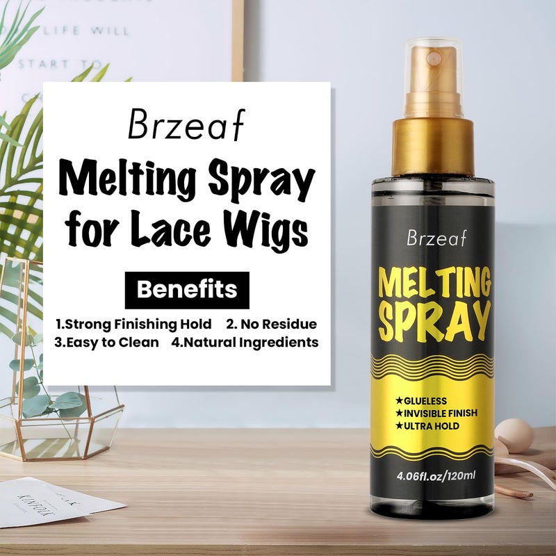 Brzeaf Lace Melting Spray and Holding Spray(120ml), Extreme Hold & Glueless, Melting Spray for Lace Wigs, Strong Natural Finishing Hold, Dries Quickly, Wig Melting Spray & Hair Adhesive for Wigs - Image 5