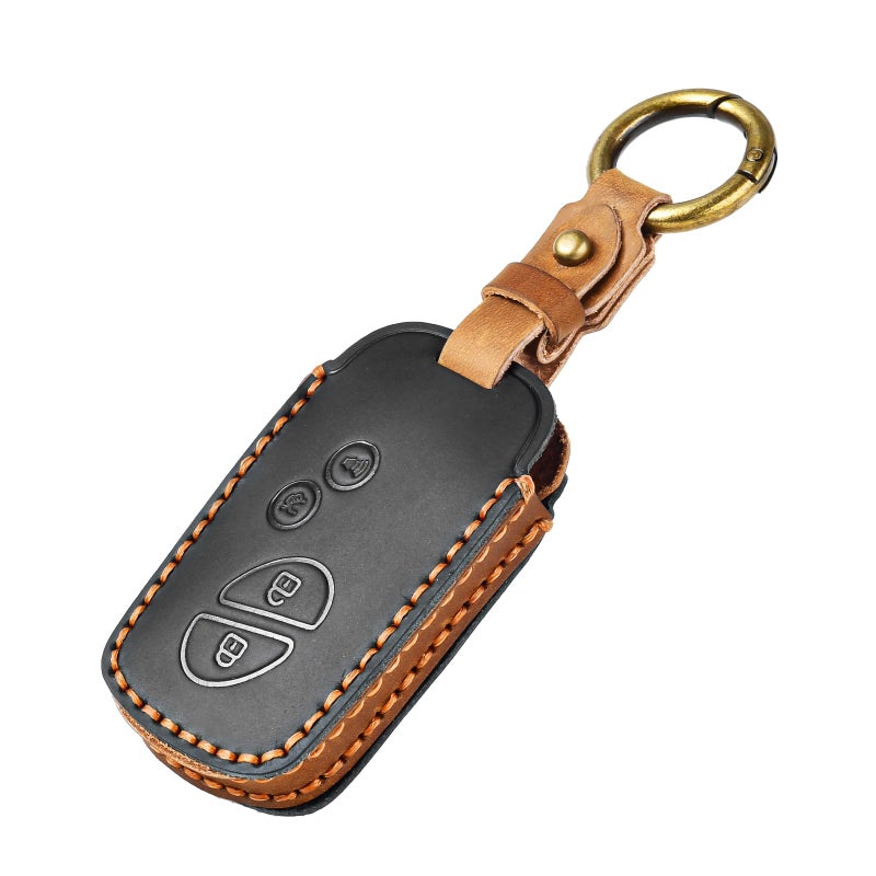 OFFCURVE Leather Key Cover Fits for Lexus Car Key Fob Cover Case Compatible with Lexus ES350 GS300 GS430 GS450h GS460 is F IS250 IS350 LS460 LX570 RX350 Smart Key Holder Car Accessories Black