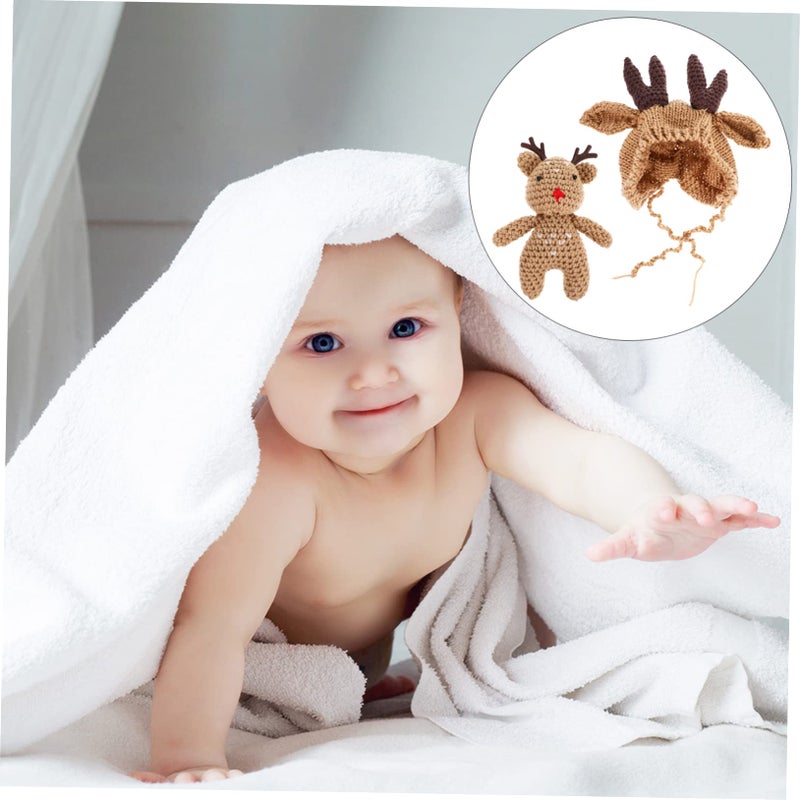 Brown Antler Cap Wool Knit Hat Warm Skin Friendly Breathable For Boys Girls - Image 3