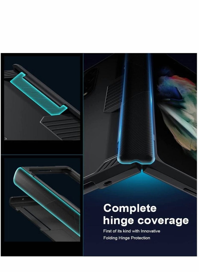 Captaintech Case for Samsung Galaxy Z Fold 3 Hinge Protection with Heavy Duty Armor Shockproof Durable Cover case - Image 5