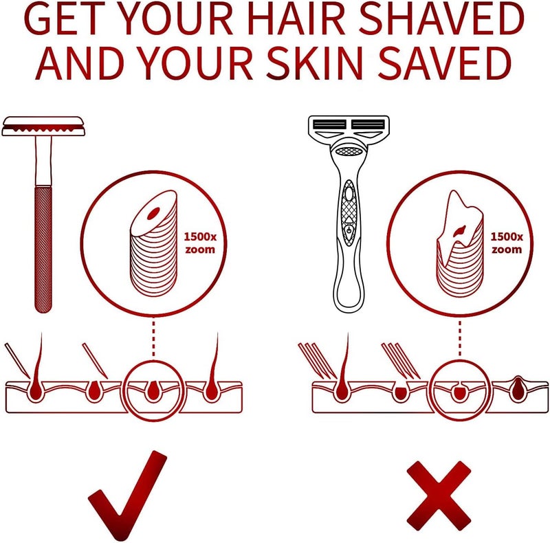 Bambaw Metal Shaver | Wet Shaver for Men and Women | Plastic Free | Durable Metal Shaver | Single Blade Shaver | Shaver for Women and Men | Safety Razor | Red - Image 5