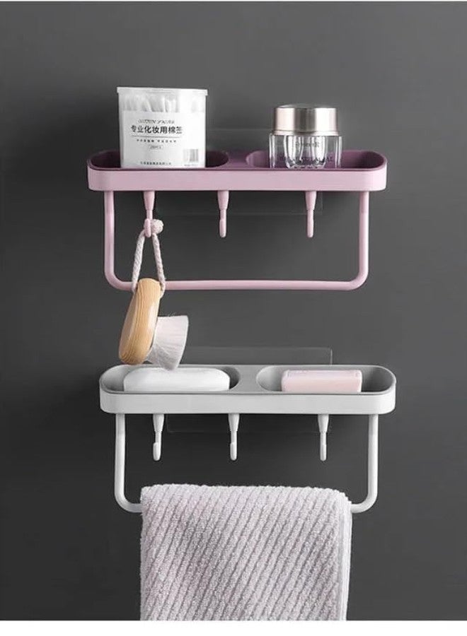 Ameedarshan Wall Mounted Self Adhesive Multi Function Soap Box Holder with Hooks and Hanger for Small Towel Holder Eleghant Design for Modern Bathrooms Kitchen (Multicolor, Pack of 1) - Image 5