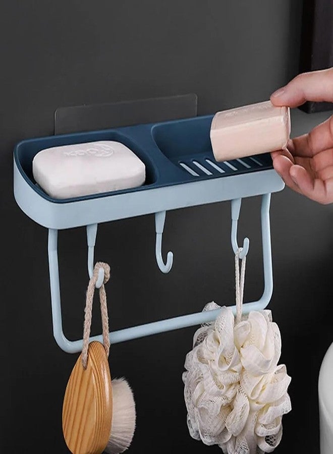 Ameedarshan Wall Mounted Self Adhesive Multi Function Soap Box Holder with Hooks and Hanger for Small Towel Holder Eleghant Design for Modern Bathrooms Kitchen (Multicolor, Pack of 1) - Image 4