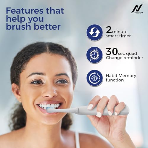Nexlev Rechargeable Electric Toothbrush| 120 Days Life | 35K strokes/min| Type C| 5 Modes for Daily Use| 2 Min timer with 30sec Quadpacer | 4 Brushheads| IPX7 Waterproof| For Men & Women | ETC-04 White - Image 3