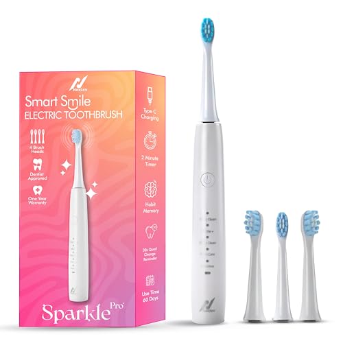 Nexlev Rechargeable Electric Toothbrush| 120 Days Life | 35K strokes/min| Type C| 5 Modes for Daily Use| 2 Min timer with 30sec Quadpacer | 4 Brushheads| IPX7 Waterproof| For Men & Women | ETC-04 White - Image 1
