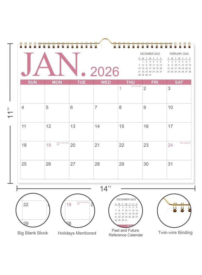 Tuun Fuplan Calendar 2026-2027 - Wall Calendar from January 2026 to June 2027, 2026-2027 Hanging Calendar with Holiday Marked, Premium Paper for Organizing, 11'' x 14'', Four Color - Image 2