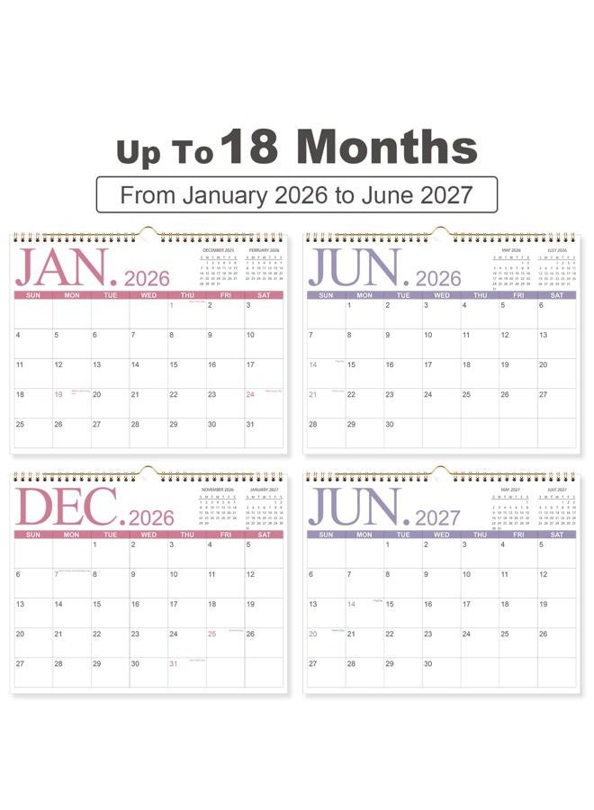 Tuun Fuplan Calendar 2026-2027 - Wall Calendar from January 2026 to June 2027, 2026-2027 Hanging Calendar with Holiday Marked, Premium Paper for Organizing, 11'' x 14'', Four Color - Image 3