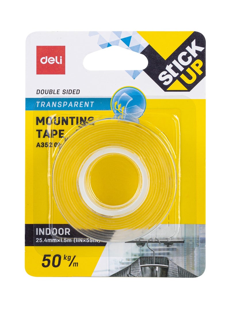 Deli Double Sided Clear Mounting Tape 1 Inch Width  - Image 1
