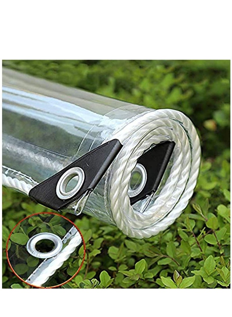 SYOSI Glass Clear Tarpaulin Heavy Duty Tarp with Reinforced Eyelets, Thick PVC Waterproof Transparent Tarpaulin, Premium Quality Cover Tarp for Outdoor Camping Sheet - Image 3