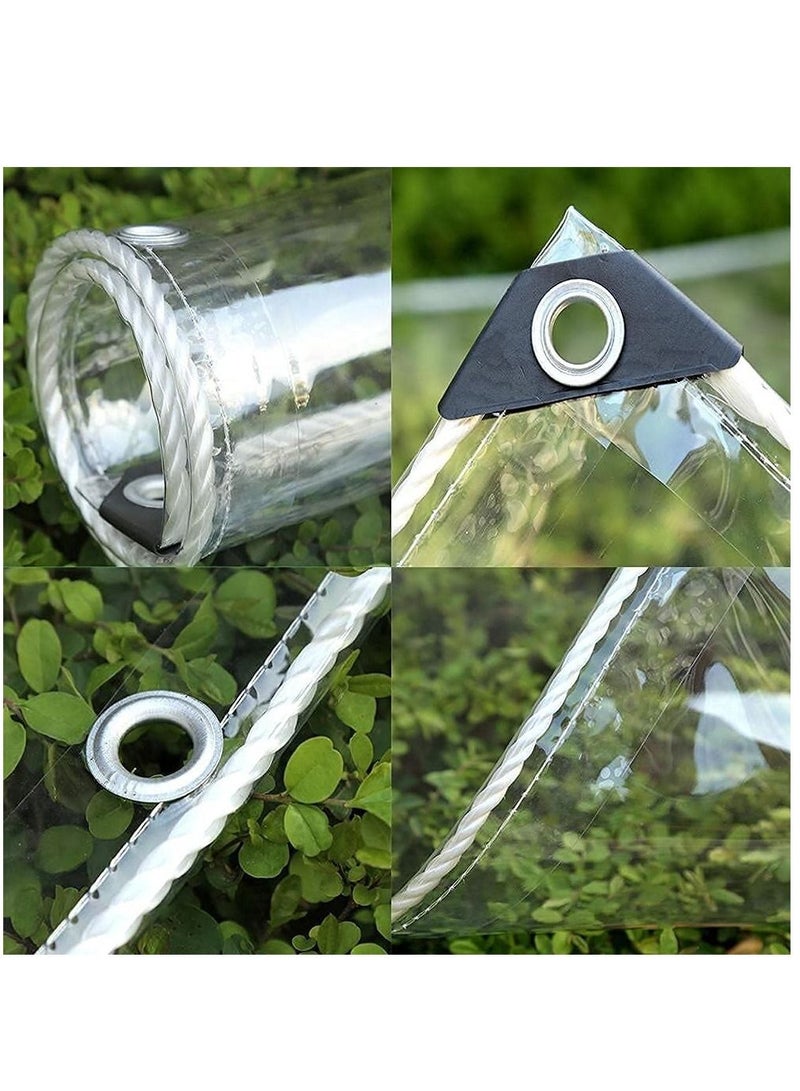 SYOSI Glass Clear Tarpaulin Heavy Duty Tarp with Reinforced Eyelets, Thick PVC Waterproof Transparent Tarpaulin, Premium Quality Cover Tarp for Outdoor Camping Sheet - Image 4