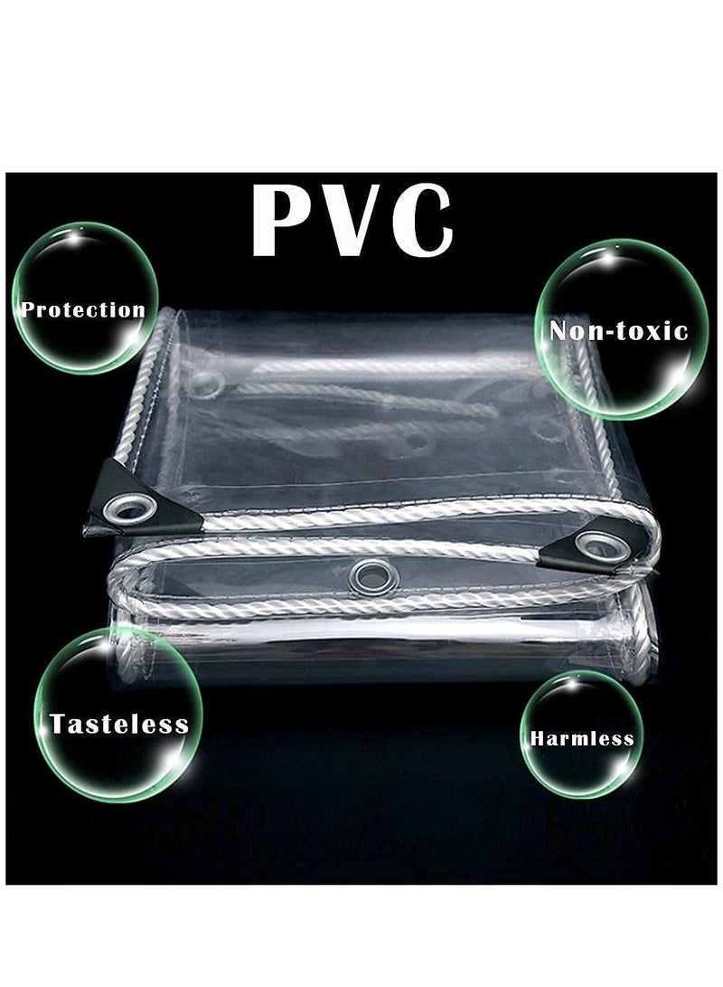 SYOSI Glass Clear Tarpaulin Heavy Duty Tarp with Reinforced Eyelets, Thick PVC Waterproof Transparent Tarpaulin, Premium Quality Cover Tarp for Outdoor Camping Sheet - Image 5