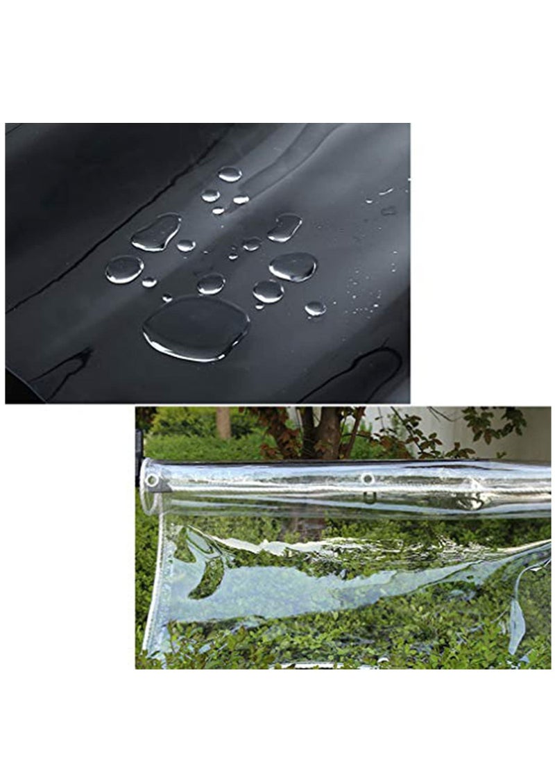 SYOSI Glass Clear Tarpaulin Heavy Duty Tarp with Reinforced Eyelets, Thick PVC Waterproof Transparent Tarpaulin, Premium Quality Cover Tarp for Outdoor Camping Sheet - Image 2