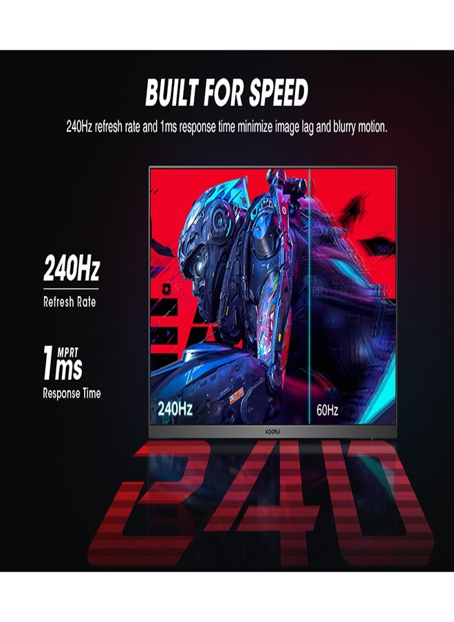 KOORUI 27-Inch Full HD Gaming Monitor 1920 x 1080, 240Hz Refresh Rate, 1ms Response Time, sRGB 100% Color Gamut, DCI-P3 90%, 3000: 1 Static Contrast, Audio Interface, Tilt Adjustable, DisplayPort and HDMI, VESA Compatible, Eye Protection, Crosshair, Timer, Free-sync Premium, G-sync Compatible | GN02  - Image 2