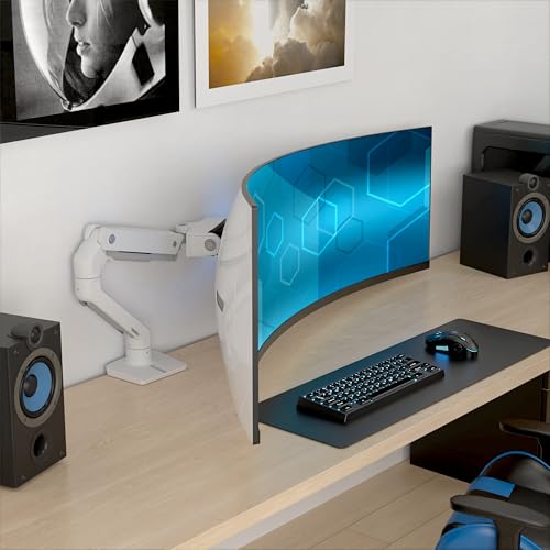 Ergotron - HX VHD Premium Heavy Duty Gaming Monitor Arm, Single Monitor Desk Mount – for 1000R Curved Ultrawide Monitors Up to 57 Inches, 9-14 Inches Depth, VESA 75x75mm or 100x100mm – White - Image 3