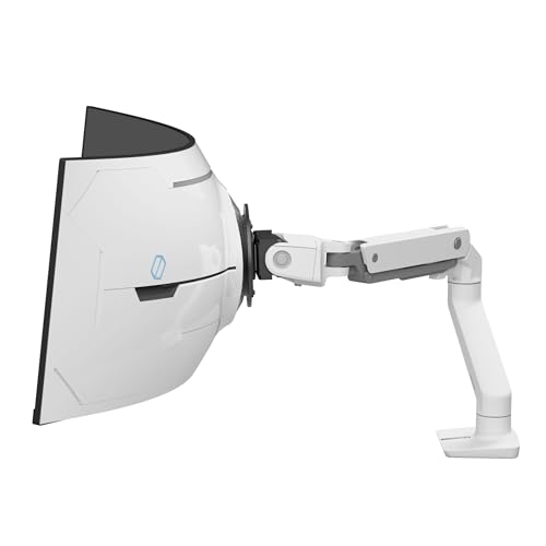 Ergotron - HX VHD Premium Heavy Duty Gaming Monitor Arm, Single Monitor Desk Mount – for 1000R Curved Ultrawide Monitors Up to 57 Inches, 9-14 Inches Depth, VESA 75x75mm or 100x100mm – White - Image 1