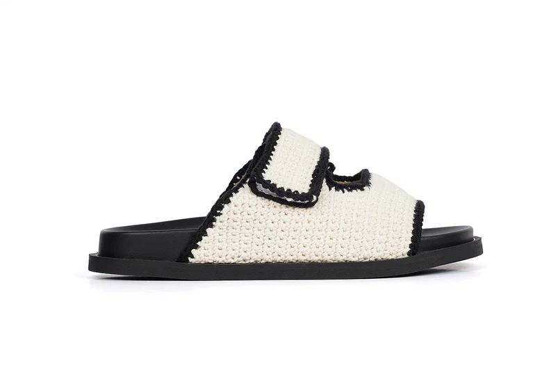 كابلي شبشب مسطح كروشيه