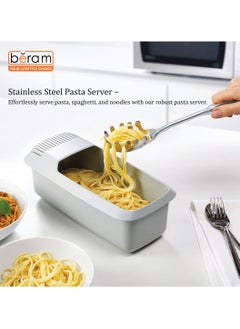 Beram Pasta Server Spatula, Bamboo Handles, 304 Stainless Steel, Cooking Tools, Kitchen Utensils, Serving Spoon, Food Grade, Compact, Mirror Finish  - Image 4