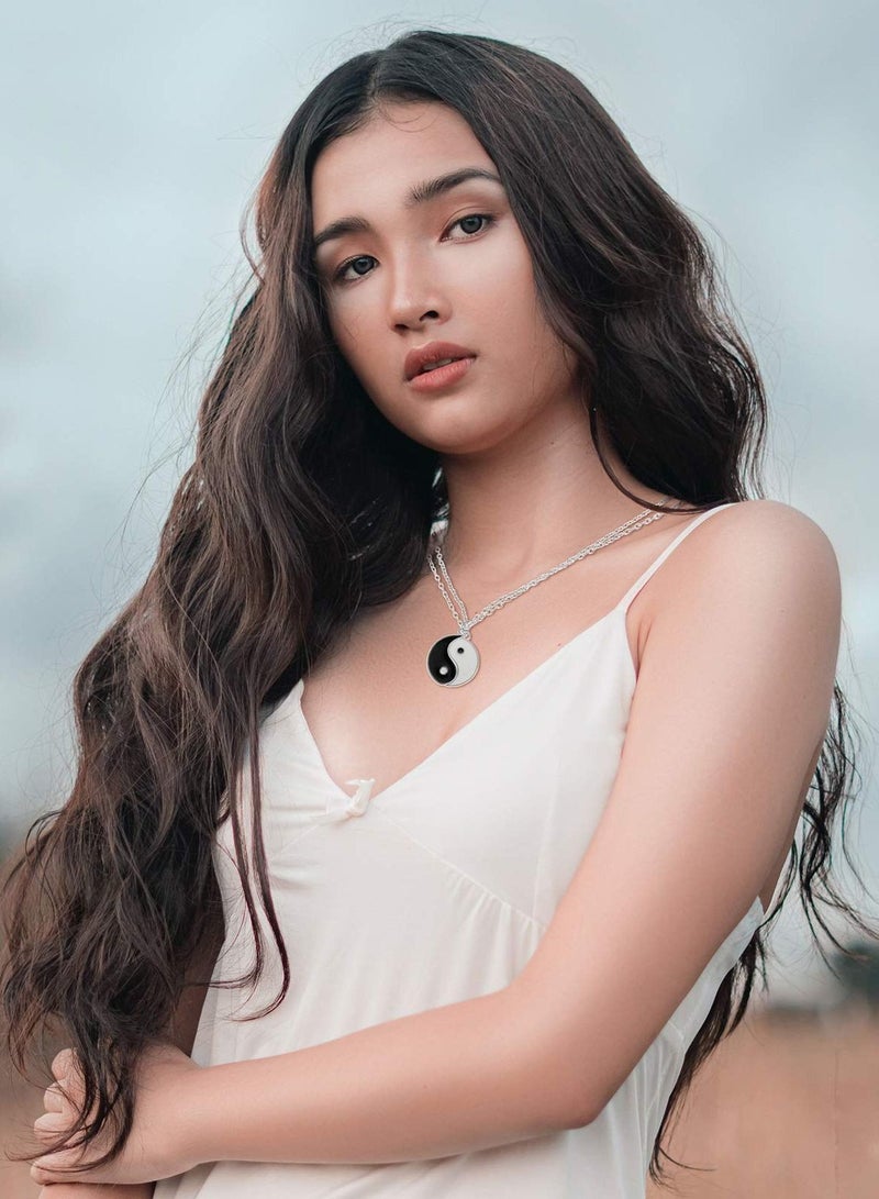 KASTWAVE Yin Yang Friend or Couple Bracelet with Necklace Set, 2 Pieces Matching Yin Yang Adjustable Cord Bracelet, 2 Pieces Yin Yang Couple Pendant Necklace Chain for Friendship Boyfriend Girlfriend - Image 5