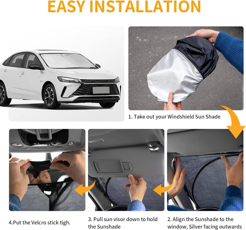 INSAUTO Sun Shade for Ford Taurus 2013 2014 2015 2016 2017 2018 2019-2023 Accessories Window Sunshade Custom Fit Taurus Sedan Windshield Sun Visor Reflective Protector Foldable Shield Blocks UV Rays - Image 3