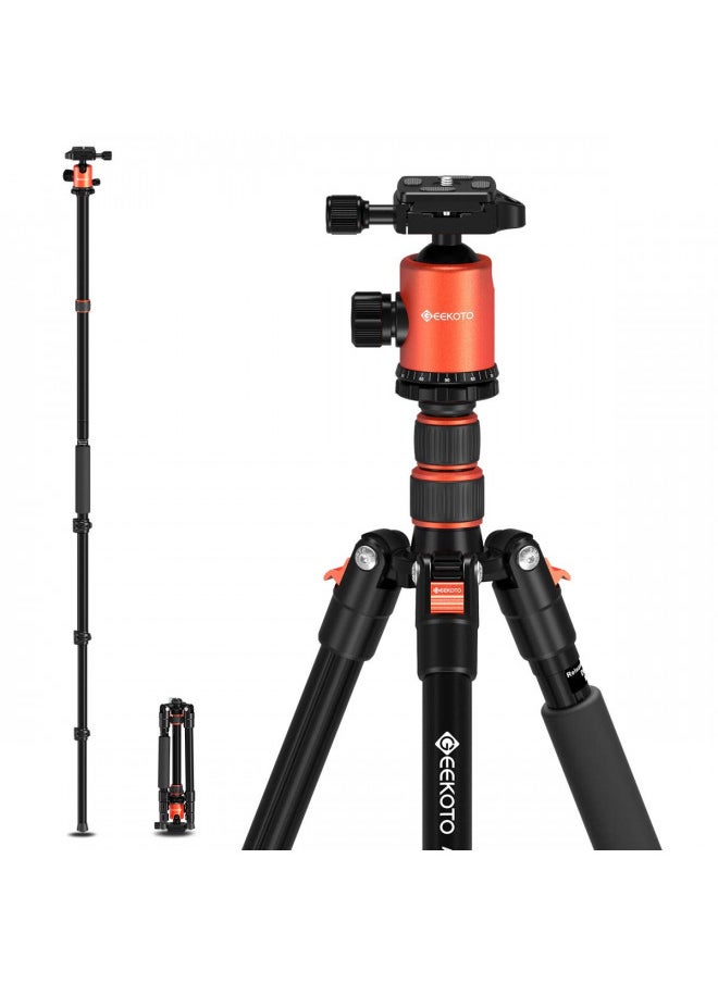 GEEKOTO GEEKOTO 77 Tripod, Camera Tripod for DSLR, Compact Aluminum Tripod with 360 Degree Ball Head and 8kgs Load for Travel and Work  - Image 1