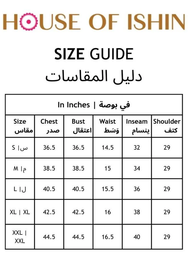 آي شين طقم كورتا مستديرة الرقبة مطرزة مع بنطلون إيشين