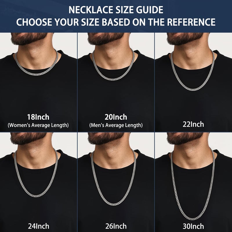 Jewlpire 4mm Silver Chain for Men Women, Diamond Cut Miami Cuban Link Chain for Men, Hip-Hop & Cool Menâ€™s Necklace 316L Stainless Steel Chain 20 Inch - Image 4