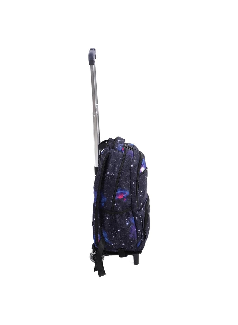 Huitich Galaxy Print Blue & Black Wheeled School Backpack Stylish & Spacious - Image 2