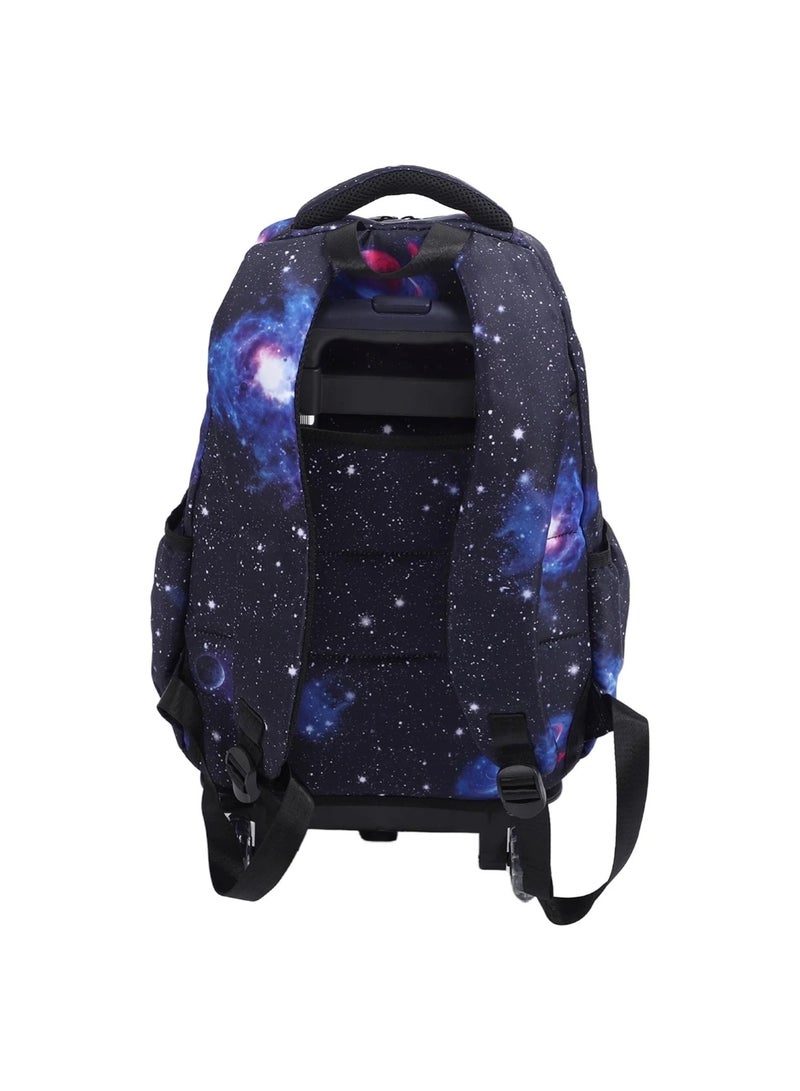 Huitich Galaxy Print Blue & Black Wheeled School Backpack Stylish & Spacious - Image 3