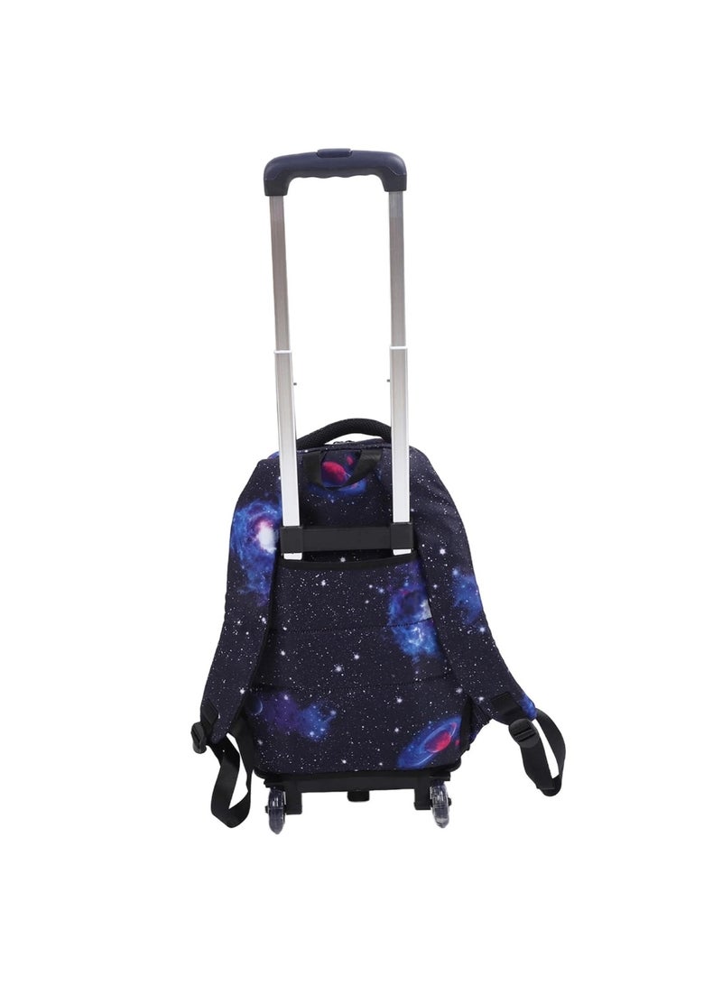 Huitich Galaxy Print Blue & Black Wheeled School Backpack Stylish & Spacious - Image 4
