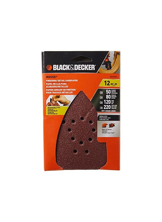 BLACK+DECKER Sandpaper Assortment for Mouse Sander, 12-Pack (BDAMX), one size  - Image 3