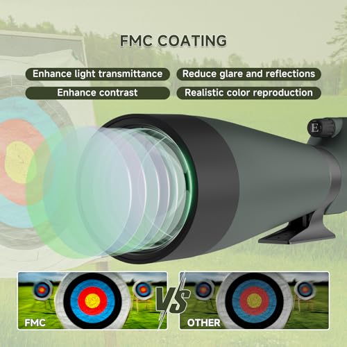 SVBONY SV28 100mm Angled Spotting Scope for Target Shooting, 25-75x Spotter Scope with Tripod for Long Range Viewing, FMC HD Optics with Soft Carrying Case & Phone Adapter, Scopes for Birdwatching - Image 4