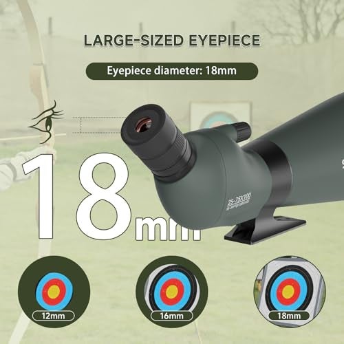 SVBONY SV28 100mm Angled Spotting Scope for Target Shooting, 25-75x Spotter Scope with Tripod for Long Range Viewing, FMC HD Optics with Soft Carrying Case & Phone Adapter, Scopes for Birdwatching - Image 5