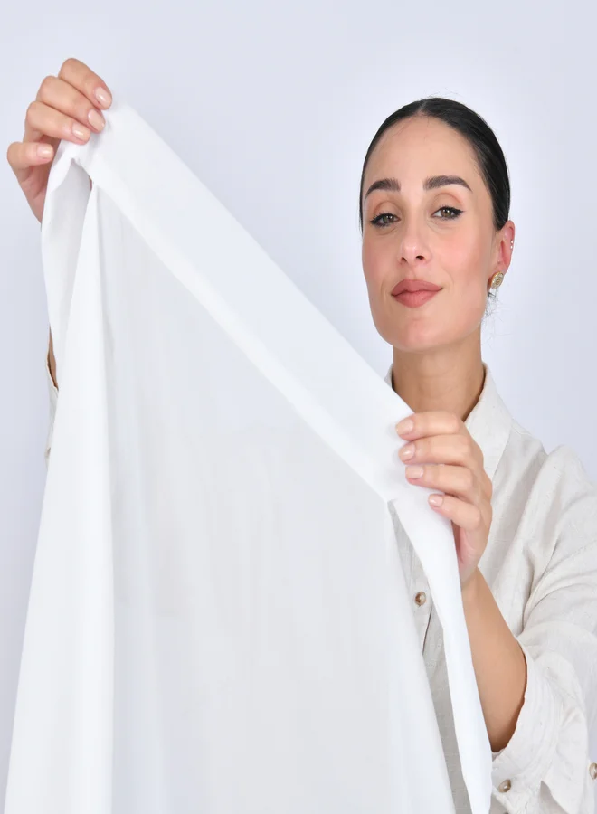 عبايات حوراء طرحة شيفون بربطة اغلاق - اوف وايت