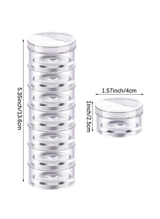 Sieral 2 Pack 7 Day Stackable Pill Organizers Round Pill Organizer Case Stackable Weekly Supplements Vitamins Individual Storage Container Boxes Holder Dispenser with Lids for Travel Medicine, Clear - Image 2